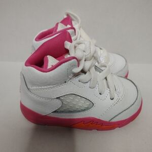 Nike Air Jordan 5 Retro White Pink Orange 440892-168 Infant Toddler Size 5c